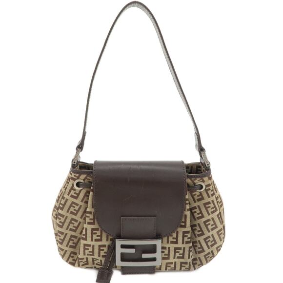 💎✨BEAUTIFUL✨💎Authentic FENDI Zucchino Canvas Leather Shoulder Bag - Picture 3 of 17